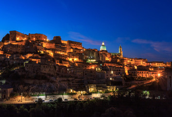 Fototapeta na wymiar Night Ragusa town view, Sicily, Italy