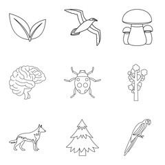 Animal protection icons set, outline style
