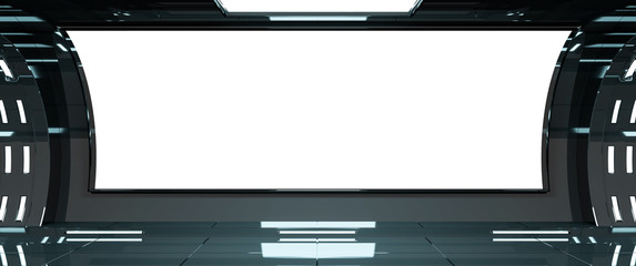 Spaceship dark interior 3D rendering