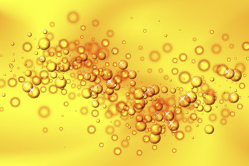 Golden bubbles on gold silk background