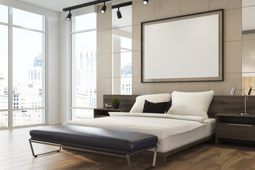 Beige upscale bedroom interior, poster