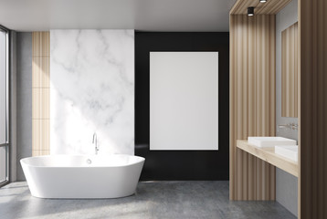 Marble and black bathroom, poster