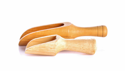wood scoop on white background