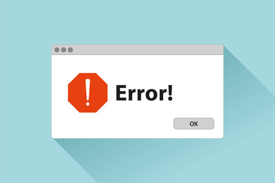 Error window in flat style, stop signs, pop-up page, vector design object for you project