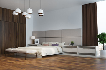 Naklejka na ściany i meble White and beige bedroom, corner