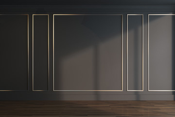 Black and glod empty room interior