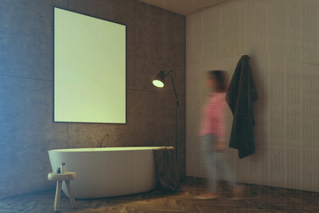 Concrete bathroom, poster, corner toned