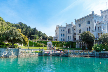 View on Miramare castle in Italy