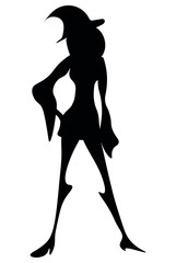 Fototapeta na wymiar Halloween young beautiful sexy slim witch / Young beautiful sexy slim witch black vector illustration isolated on a white background halloween concept