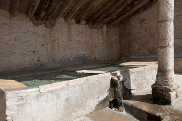 Old traditional public laundry in Tronchon, Maestrazgo, Teruel, Spain