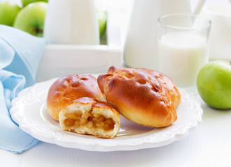 Fresh small patties with apple stuffing.