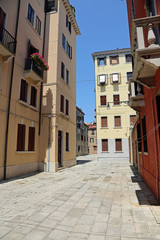 houses and squares in the island of Saint Elena in Venice Italy