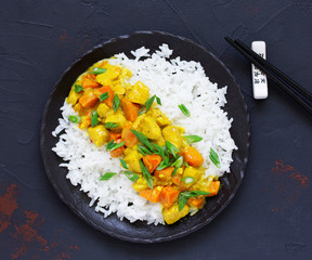 Curry with chicken and pumpkin.