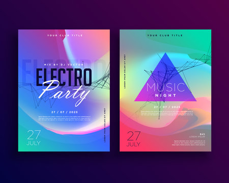 electro music colorful party event flyer template design