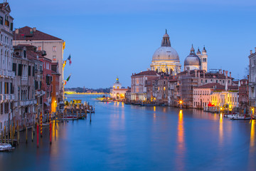 Night view of Grand Canal in Venice, Venezia, Italy