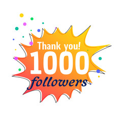 1000 followers success thank you message for social network