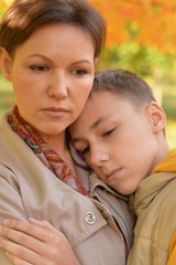 Fototapeta premium sad mother and son 