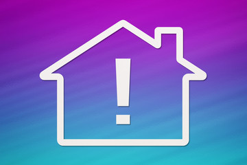 Paper house with exclamation point inside. Conceptual image