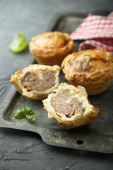 Homemade meat pies with white wine jelly