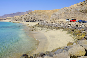Beach Playa Las Coloradas on the Canary Island Fuerteventura, Spain.