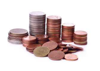 Coin thai bath on white background