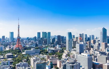 Raamstickers 東京　青空と都市風景 © oben901