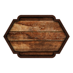 Wooden sign boards isolated on white background with objects clipping path for design work