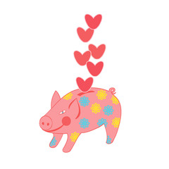 Piggy bank with hearts 