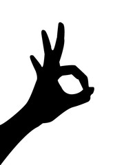 Silhouettes Hand Shadow on white background, soft focus