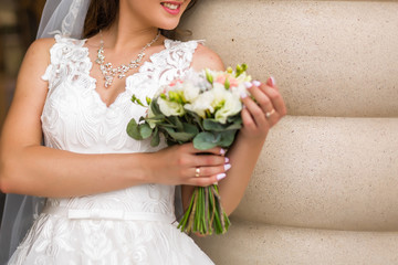 Bridal bouquet the bride s beautiful of white flowers and greenery decorated