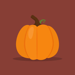Orange pumpkin vector illustration. Autumn halloween pumpkin, vegetable graphic icon or print