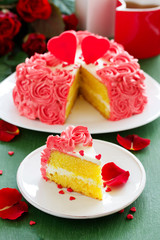 Birthday cake for Valentine's Day with roses.