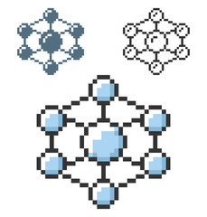 Fototapeta premium Pixel icon of nanothecnology concept in three variants. Fully editable
