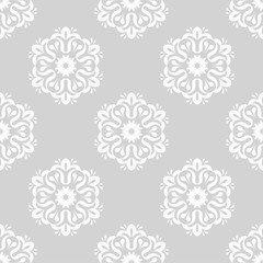 Seamless gray and white pattern with wallpaper ornaments