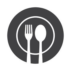 Fork spoon and plate icon. vector design
