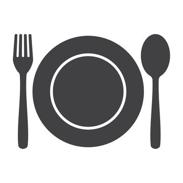 Fork spoon and plate icon