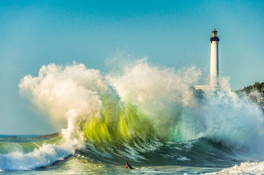 Huge wave in Biarritz, France