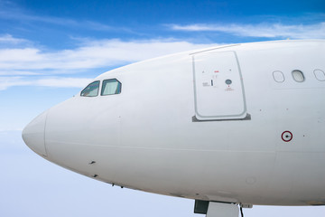 close up of passenger aircraft head