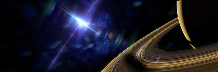 Naklejka premium Saturn's moon Enceladus casts shadow on planet Saturn's rings