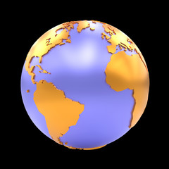 stylized Earth showing Africa, Europe, North America and South America