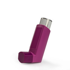 asthma inhaler isolated on white background