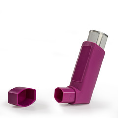 asthma inhaler isolated on white background