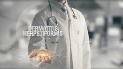 Doctor holding in hand Dermatitis Herpetiformis