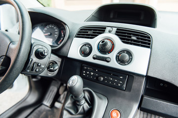 interior of a modern car with steering wheel