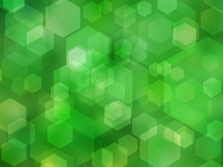 Hexagon bokeh on light green background