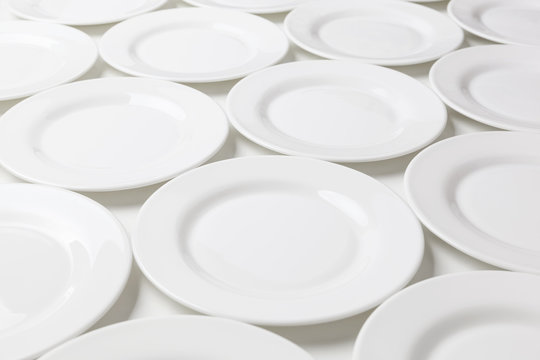 White round plates isolated on white background