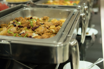 Food buffet in restaurant. catering in hotel for wedding party banquet event. eating, dining concept