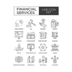 Financial Services Line Icon Set