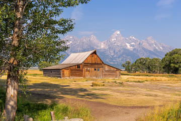 Fototapeta na wymiar Mormon Row Barn in Grand Teton National Park, WY, USA
