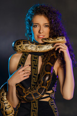 Halloween woman and snake